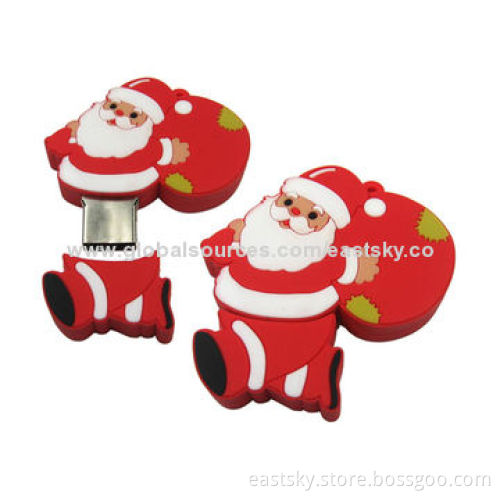 Custom Santa Claus-shaped thumb drive, made of soft PVC material, OEM orders welcome